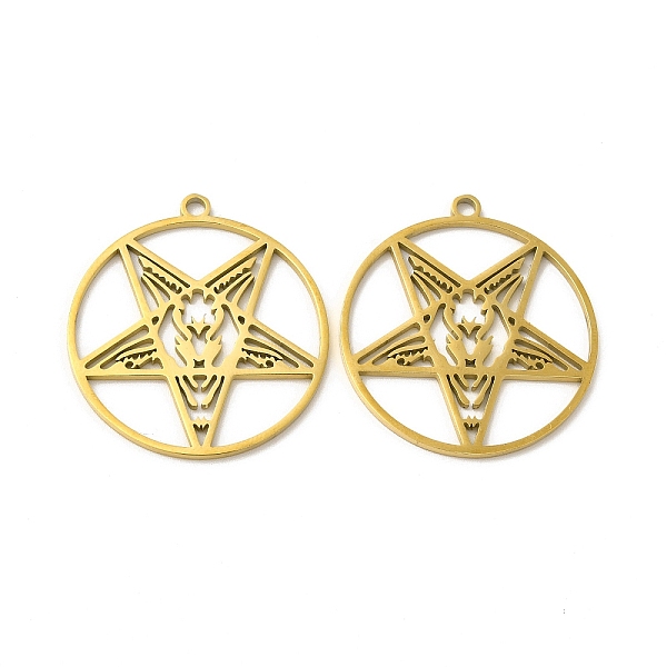 

PandaHall Ion Plating(IP) 304 Stainless Steel Pendants, Ring with Star Charm, Real 18K Gold Plated, 32x29x1.5mm, Hole: 2mm 304 Stainless...