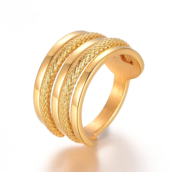 

PandaHall 304 Stainless Steel Finger Rings, Wide Band Rings, Golden, Size 7, 17mm 304 Stainless Steel
