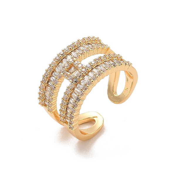 

PandaHall Brass Micro Pave Cubic Zirconia Open Cuff Rings, Golden, US Size 6 3/4(17.1mm) Brass+Cubic Zirconia