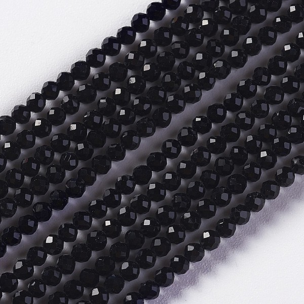 

PandaHall Glass Beads Strands, Faceted, Round, Black, 2x2mm, Hole: 0.4mm, about 193~197pcs/strand, 14.17 inch~15.51 inch(36~39.4cm) Glass...