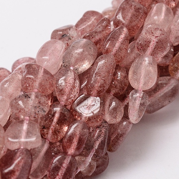 

PandaHall Natural Strawberry Quartz Chip Bead Strands, 6~12x6~8mm, Hole: 1mm, about 46~48pcs/strand, 16 inch Strawberry Quartz Chip