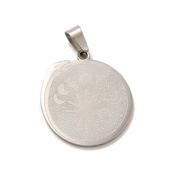

PandaHall 304 Stainless Steel Pendants, Flat Round with Snake & Moon Phase Charm, Stainless Steel Color, 28x24.5x1.5mm, Hole: 5x7.5mm 304...