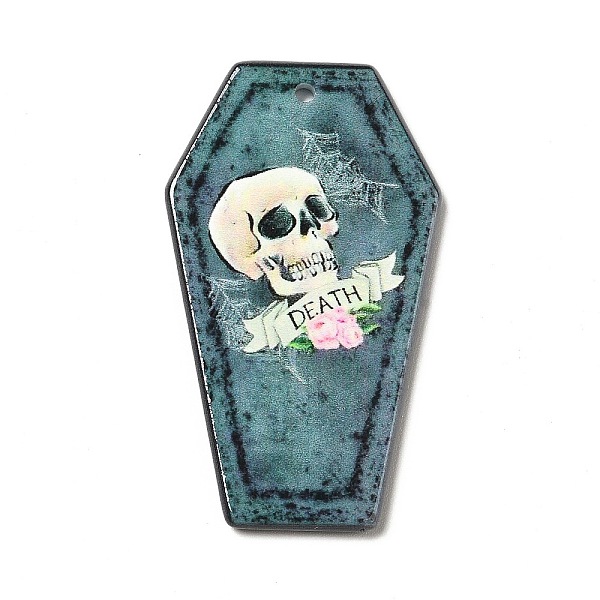 

PandaHall Acrylic Pendants, Tombstone Theme Charms, Skull Pattern, 46x27x2.5mm, Hole: 1.8mm Acrylic Skull