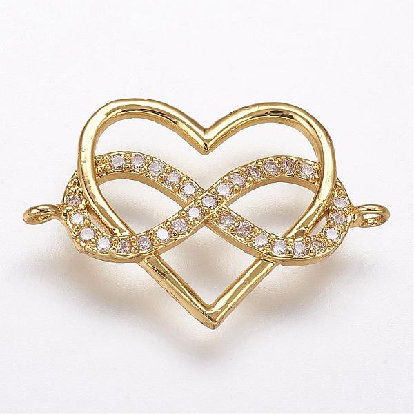 

PandaHall Brass Micro Pave Cubic Zirconia Links, Heart and Infinity, Polyamory Charm, Golden, 15x22.5x2mm, Hole: 1mm Brass+Cubic Zirconia...