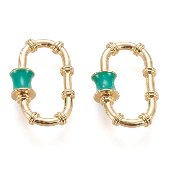 

PandaHall Brass Enamel Screw Carabiner Lock Charms, for Necklaces Making, Long-Lasting Plated, Oval, Real 18K Gold Plated, 19x12.6x2.6mm..., Green