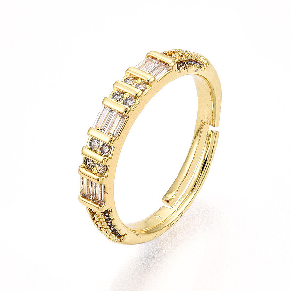 Bagues de manchette en laiton avec micro pavé de zircone cubique transparente pour femmes