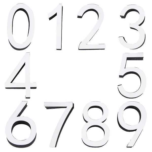 

PandaHall CREATCABIN 20pcs Mailbox Numbers 0-9 Door Address Number Stickers Self Adhesive House Numbers Acrylic for House Apartment Office..., Silver