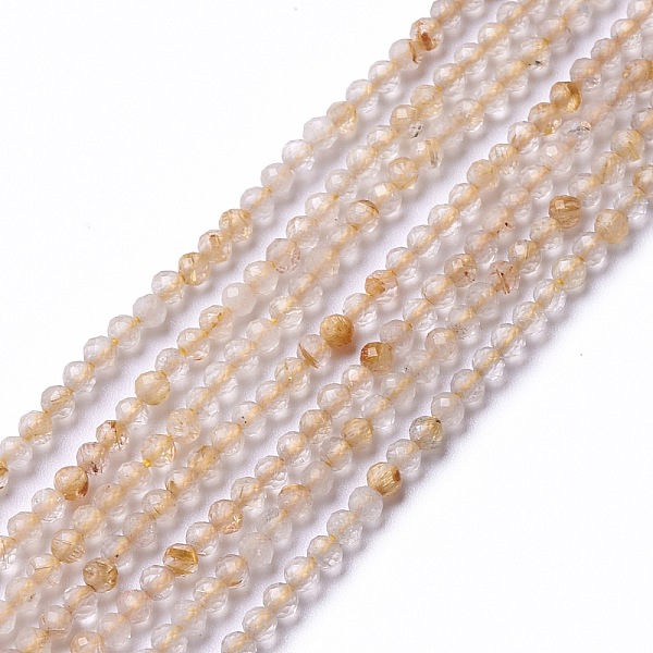 

PandaHall Natural Rutilated Quartz Beads Strands, Faceted, Round, 2mm, Hole: 0.5mm, about 203~205pcs/strand, 15.55~15.75 inch(39.5~40cm)...
