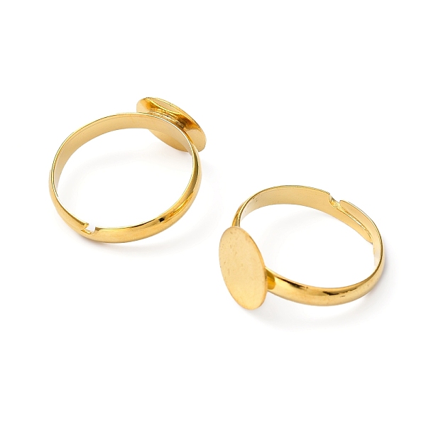 

PandaHall Brass Pad Ring Base Findings, Adjustable, Golden, Lead Free and Cadmium Free, Size: 7, 17mm Inner Diameter Brass