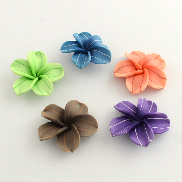 

PandaHall Handmade Polymer Clay Flower Beads, Mixed Color, 42~44x11mm, Hole: 2mm Polymer Clay Flower Multicolor