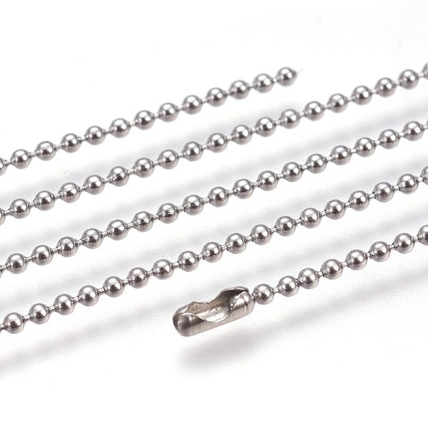 

PandaHall 304 Stainless Steel Ball Chain Necklaces, Stainless Steel Color, 23.6 inch(60cm), 1.5mm 304 Stainless Steel