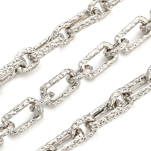 

PandaHall Alloy Textured Oval Link Chains, Unwelded, with Spool, Real Platinum Plated, 13.8x7.8x3mm, about 3.28 Feet(1m)/Roll Alloy