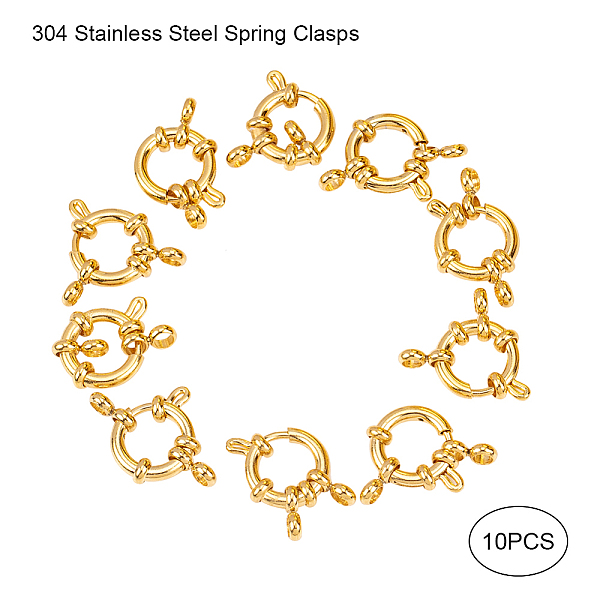 

PandaHall 304 Stainless Steel Spring Ring Clasps, Ring, Real 24K Gold Plated, 12.5x4mm, Hole: 2.5mm 304 Stainless Steel