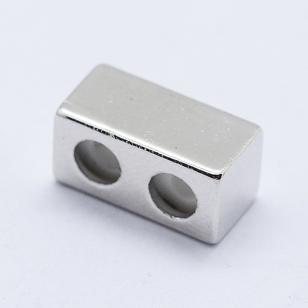

PandaHall Brass Multi-Strand Links, with Rubber, Cuboid, Slider Beads, Stopper Beads, Platinum, 10x5x5mm, Hole: 2.5mm Brass Rectangle