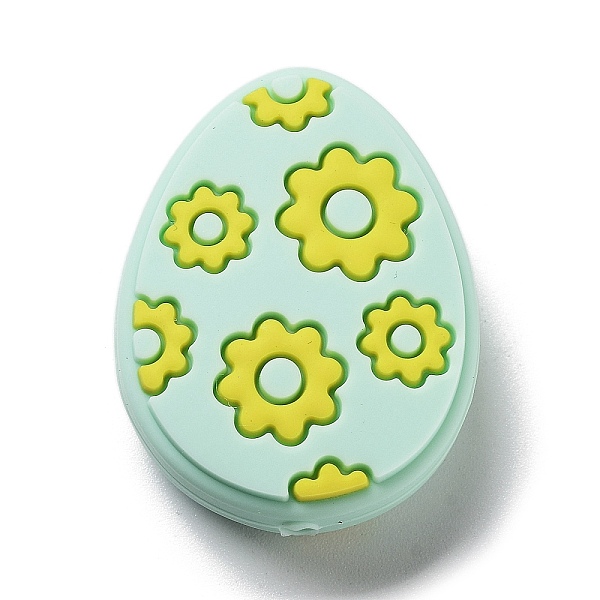 

PandaHall Easter Egg with Flower Silicone Beads, Honeydew, 29.5x23x9.5mm, Hole: 2.5mm Silicone Oval Green