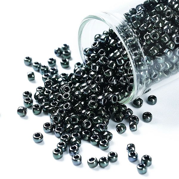 

PandaHall TOHO Round Seed Beads, Japanese Seed Beads, (89) Metallic Moss, 8/0, 3mm, Hole: 1mm, about 1110pcs/50g Glass Green