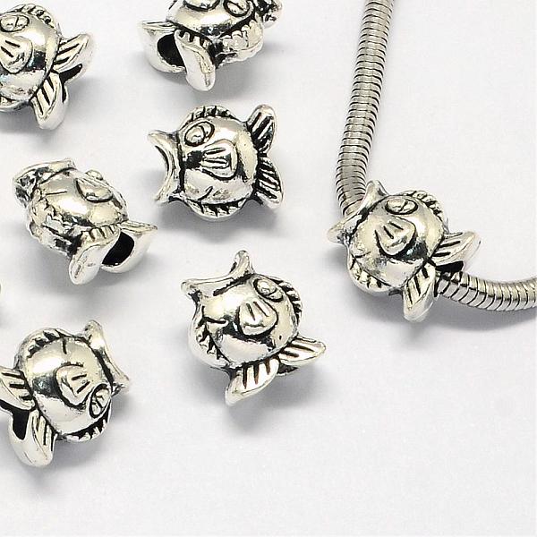 

PandaHall Alloy European Beads, Large Hole Beads, Fish, Antique Silver, 14x12x9.5mm, Hole: 5mm Alloy Fish