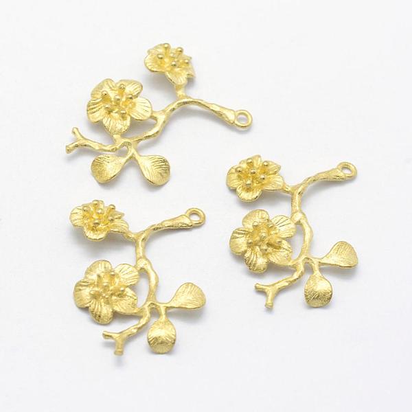 

PandaHall Brass Pendants, Lead Free & Cadmium Free & Nickel Free, Flower, Raw(Unplated), 27x23x3.5mm, Hole: 1mm Brass Flower