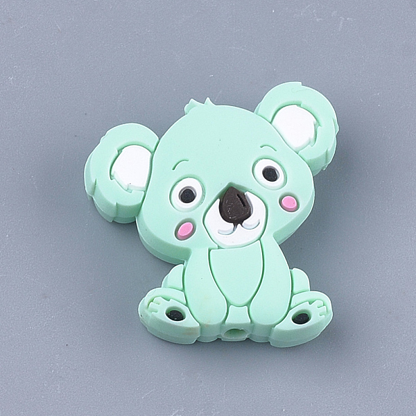 

PandaHall Food Grade Eco-Friendly Silicone Focal Beads, Chewing Beads For Teethers, DIY Nursing Necklaces Making, Koala, Aquamarine..., Green