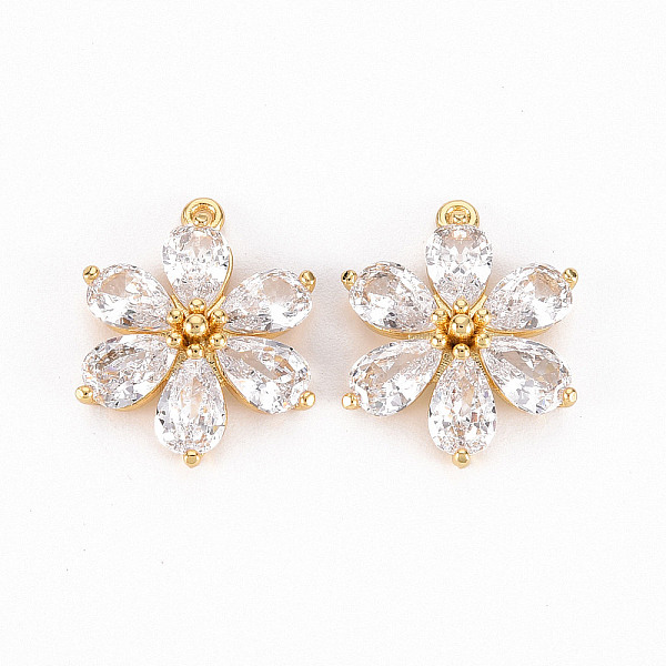 

PandaHall Brass Micro Pave Clear Cubic Zirconia Pendants, Flower, Real 18K Gold Plated, 17x14x4.5mm, Hole: 1mm Brass+Cubic Zirconia Flower...