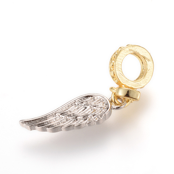 

PandaHall Brass European Dangle Charms, Wing, Platinum & Golden, 24x5.9mm Brass Wing