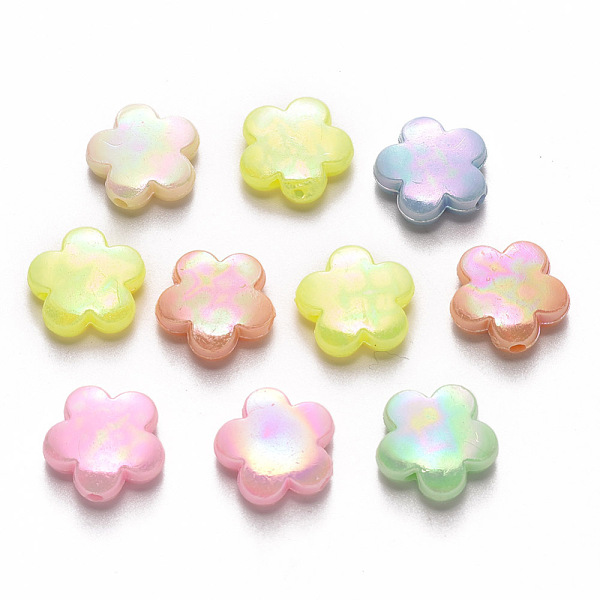 

PandaHall Opaque Acrylic Beads, AB Color Plated, Flower, Mixed Color, 14x14.5x4.5mm, Hole: 1.8mm Acrylic Flower Multicolor