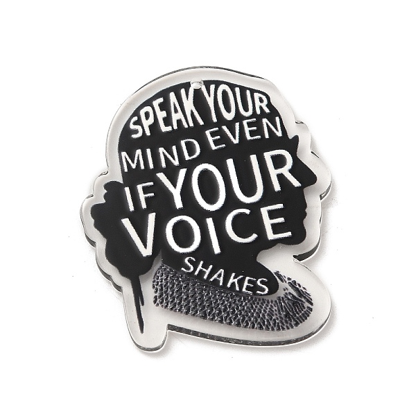 

PandaHall Acrylic Pendant, Head with Letter, Black, 43x35.5x2.5mm, Hole: 1.6mm Acrylic Letter Black