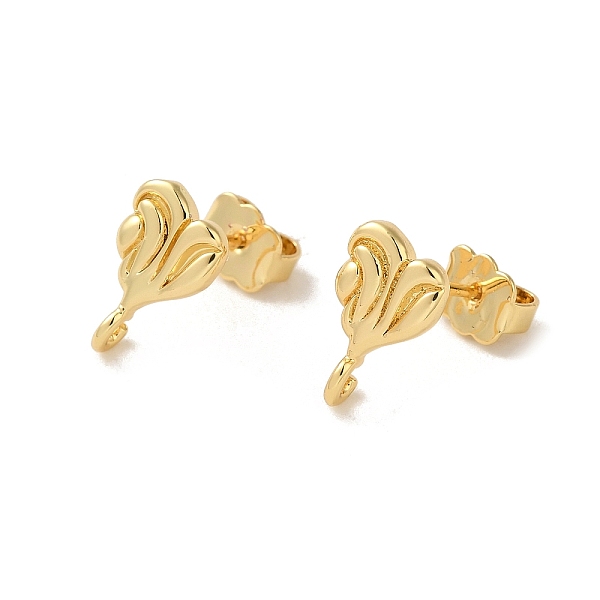 

PandaHall Rack Plating Brass Studs Earrings Findings, Long-Lasting, Lead Free & Cadmium Free, Heart, Real 18K Gold Plated, 12.5x7.5mm, Hole...