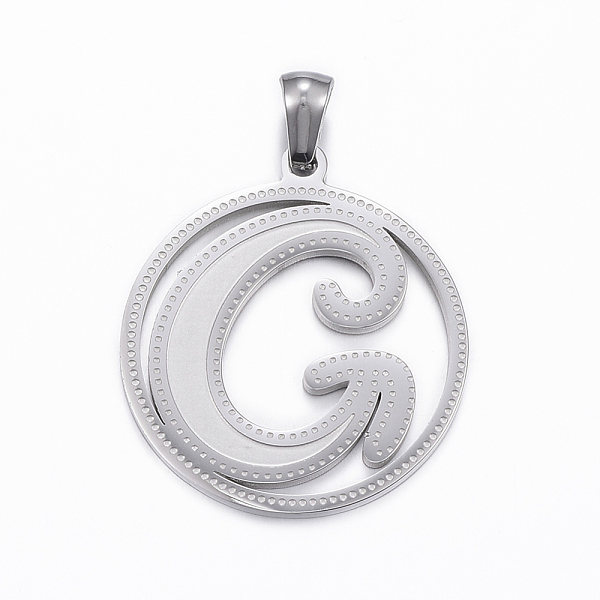 

PandaHall 304 Stainless Steel Pendants, Flat Round with Letter.G, Stainless Steel Color, 28x25x1.2mm, Hole: 6x3mm 304 Stainless Steel Letter...