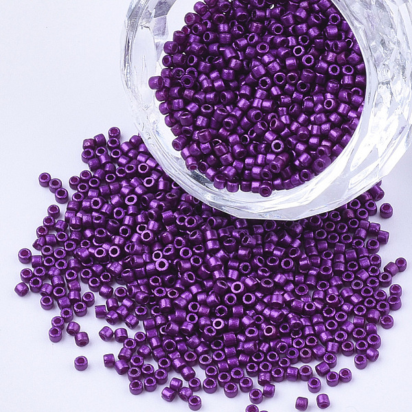 

PandaHall Cylinder Seed Beads, Uniform Size, Metallic Colours, Purple, 1.5~2x1~2mm, Hole: 0.8mm, about 4000pcs/bag, about 50g/bag Glass...