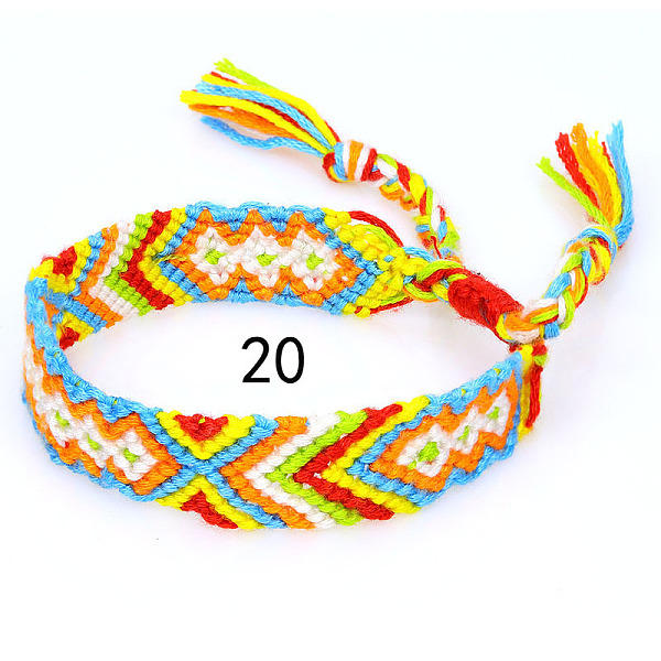 

PandaHall Cotton Braided Rhombus Pattern Cord Bracelet, Ethnic Tribal Adjustable Brazilian Bracelet for Women, Yellow, 5-7/8~14-1/8 inch...