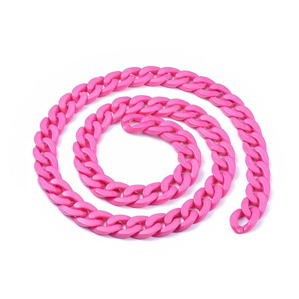 

PandaHall Handmade Opaque Acrylic Curb Chains, Twisted Chain, Oval, for Jewelry Making, Hot Pink, Link: 30x21x6mm, 39.37 inch(1m)/strand...