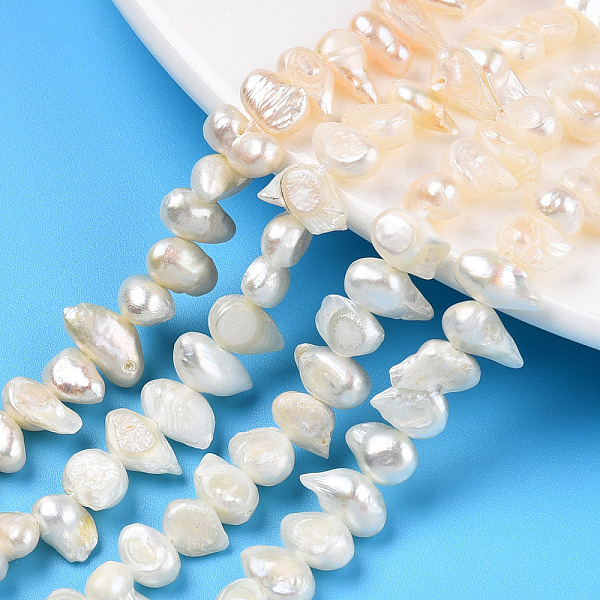 

PandaHall Natural Cultured Freshwater Pearl Beads Strands, Two Sides Polished, Nuggets, Creamy White, 4.5~6x5~10x3~5mm, Hole: 0.7mm, about...