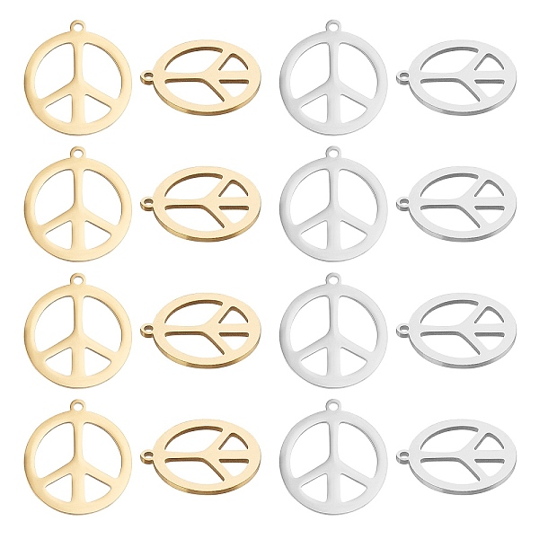 

PandaHall UNICRAFTALE 20pcs 2 Colors Peace Sign Pendants 201 Stainless Steel Charms Hypoallergenic Hollow Pendants for DIY Jewelry Making...