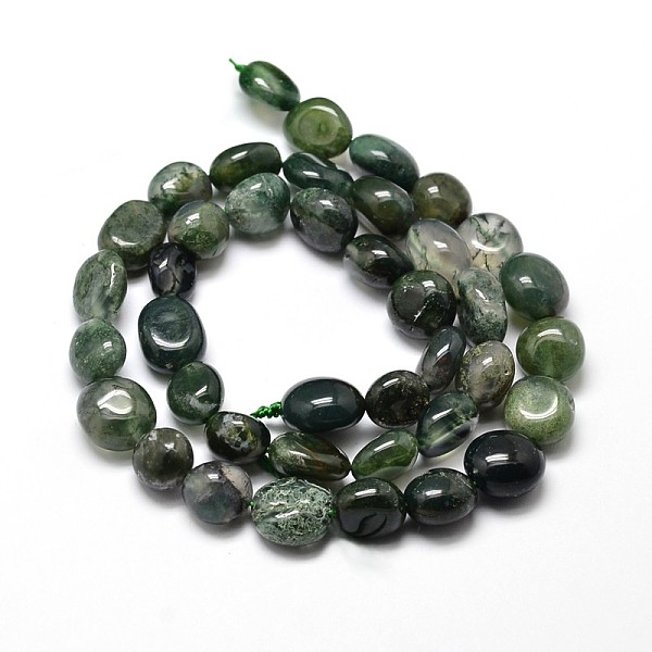 

PandaHall Natural Moss Agate Nuggets Beads Strands, Tumbled Stone, 4~8x6~9x5~7mm, Hole: 1mm, about 15.3 inch~15.7 inch Moss Agate Nuggets