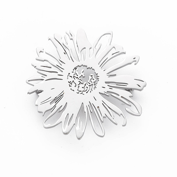 

PandaHall Flower Brooch, 201 Stainless Steel Lapel Pin for Backpack Clothes, Nickel Free & Lead Free, Stainless Steel Color, 42.5x42.5x7mm...