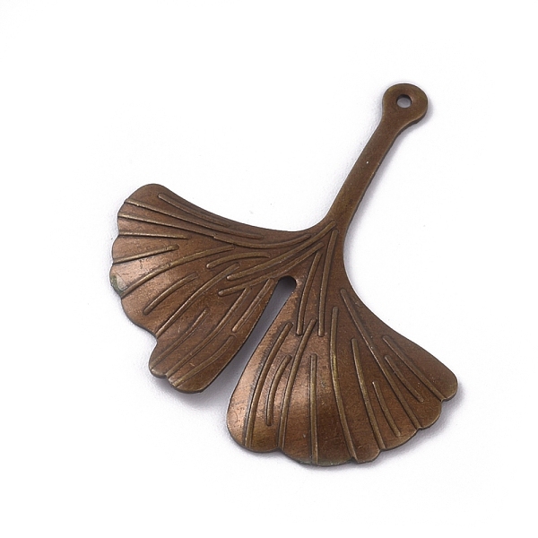 

PandaHall Brass Pendants, Ginkgo Leaf, Nickel Free, Antique Bronze, 29x26x1.5mm, Hole: 1mm Brass Leaf