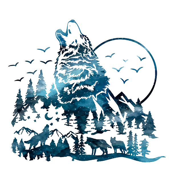 

PandaHall PVC Wall Stickers, Wall Decoration, Wolf Pattern, 390x900mm PVC Wolf