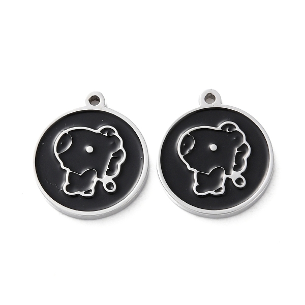 304 Stainless Steel Black Enamel Charms