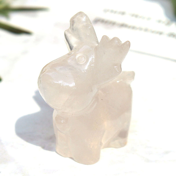 Christmas Natural Quartz Crystal Carved Healing Deer Figurines