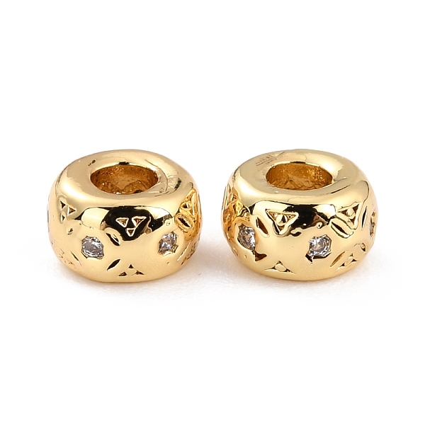

PandaHall Brass Micro Pave Clear Cubic Zirconia Beads, Long-Lasting Plated, Cadmium Free & Lead Free, Rondelle, Real 18K Gold Plated, 6x3mm...