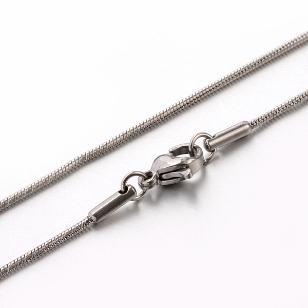 

PandaHall 304 Stainless Steel Snake Chain Necklaces, Stainless Steel Color, 17.7 inch(45cm), 1.2mm 304 Stainless Steel