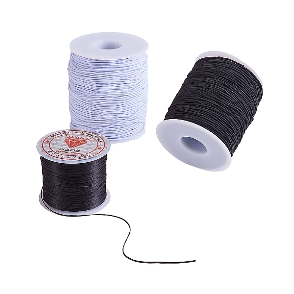 

PandaHall 3 Rolls 3 Styles Elastic Cord, for DIY Jewelry Making, Flat & Round, Mixed Color, 0.8~1mm, 1roll/style Elastic Fibre Flat..., Multicolor