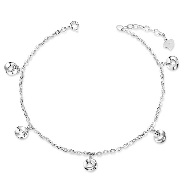 

PandaHall SHEGRACE Rhodium Plated 925 Sterling Silver Charm Anklets, with Cable Chains, Platinum, 8-1/4 inch(21cm) Sterling Silver