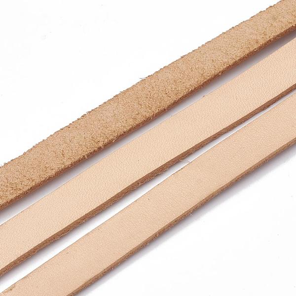 

PandaHall Cowhide Cord, BurlyWood, 5x2mm, about 100yard/bundle(300 feet/bundle) Cowhide Flat Orange