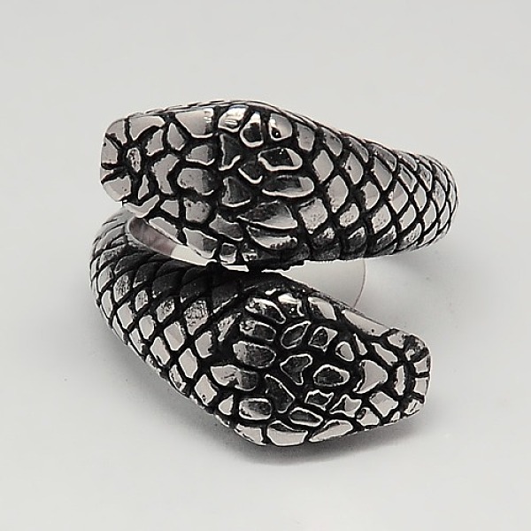 

PandaHall Unique Retro Men's 304 Stainless Steel Snake Rings, Antique Silver, 17~23mm 304 Stainless Steel