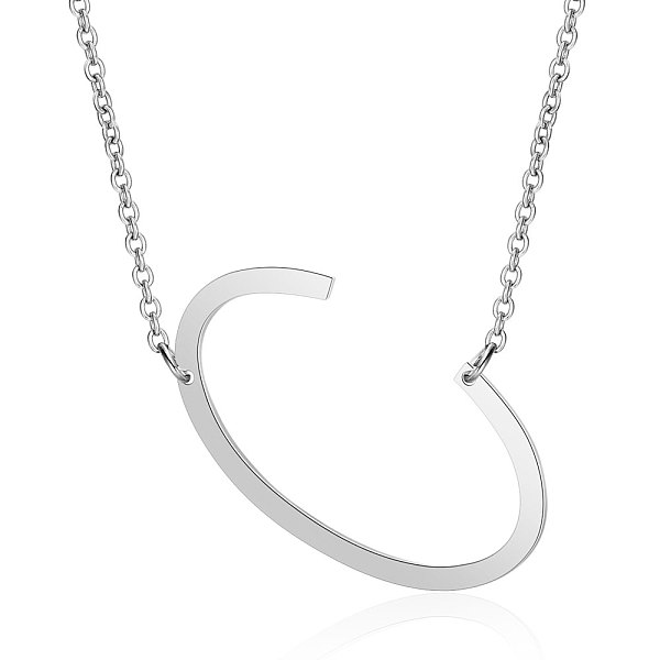 

PandaHall 201 Stainless Steel Initial Pendants Necklaces, with Cable Chains, Letter, Letter.C, 17.3~18.3 inch(44~46.5cm)x1.5mm, LetterC...