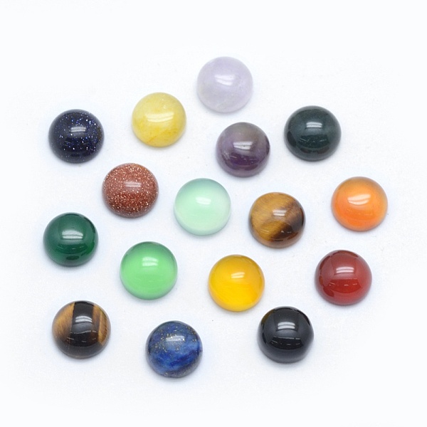 

PandaHall Natural & Synthetic Mixed Stone Cabochons, Flat Round, 8x3~4mm Mixed Stone Flat Round