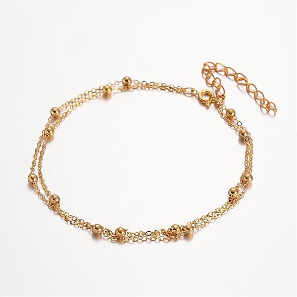 

PandaHall Brass Multi-strand Anklets, Golden, 228mm Brass