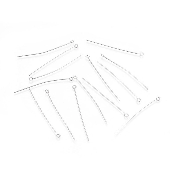 

PandaHall 304 Stainless Steel Eye Pins, Stainless Steel Color, 50x0.7mm, Hole: 2mm, 500pcs/bag 304 Stainless Steel